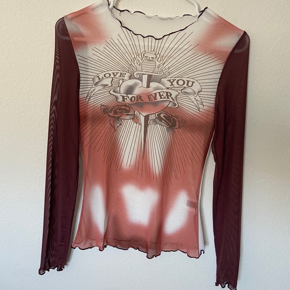 Brown Mesh Long Sleeve